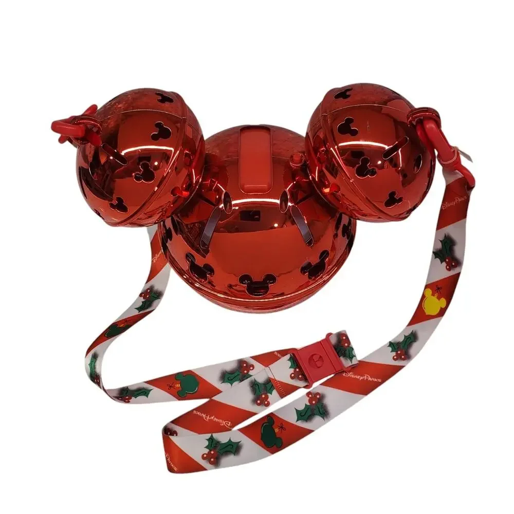Disney Parks Holiday Christmas Mickey Jingle Bell Red Light Up Sipper Cup